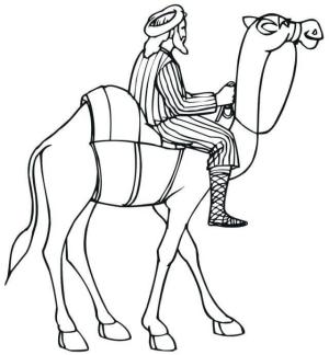 Deve boyama sayfası, Camel coloring page, Yaşlı Adam Deveye Biniyor, 