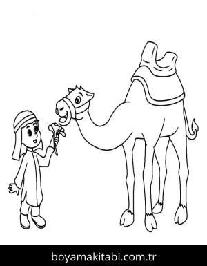 Deve boyama sayfası – eğlenceli etkinlik, el becerilerini geliştirir