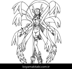 Digimon boyama sayfası – basit çizim, kolay boyama