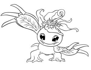 Digimon boyama sayfası,  coloring page, Palmon Gülümseyen, 