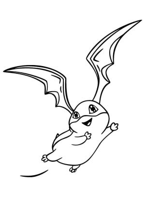 Digimon boyama sayfası,  coloring page, Patamon Mutlu Uçan, 