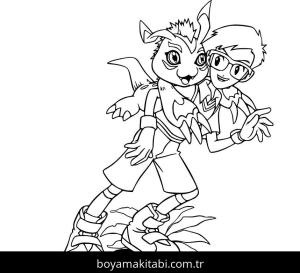 Digimon boyama sayfası – sevimli karakter, sanatsal çalışma