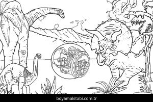 Dinazor boyama sayfası – çocuk aktivitesi, PDF indir