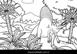 Dinazor boyama sayfası – PDF indir, sevimli karakter