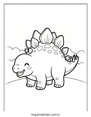 Dinazor boyama sayfası – el becerilerini geliştirir, boyama çalışması