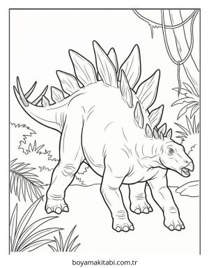 Dinazor boyama sayfası – renkli çizimler, okul öncesi