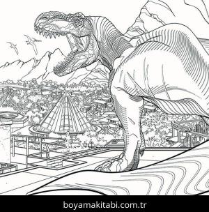 Dinazor boyama sayfası – çizgi film temalı, basit çizim