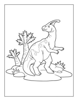 Dinazor boyama sayfası, coloring page, Hindistan Cevizi Ağaçlı Dinozor,