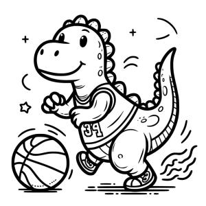 Dinazor boyama sayfası, coloring page, Sevimli Dinozor Futbol Oynuyor,
