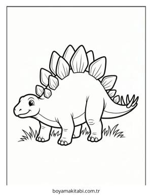Dinazor boyama sayfası – çizgi film temalı, basit çizim