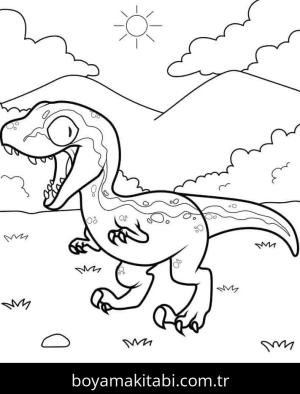 Dinazor boyama sayfası – PDF indir, sevimli karakter