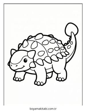 Dinazor boyama sayfası – PDF indir, sevimli karakter