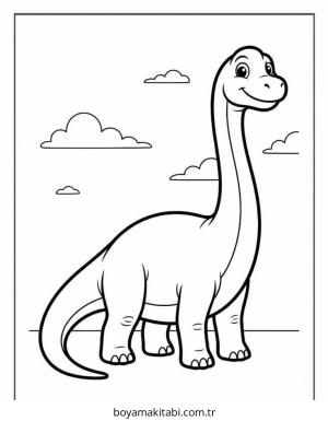 Dinazor boyama sayfası – sevimli karakter, sanatsal çalışma