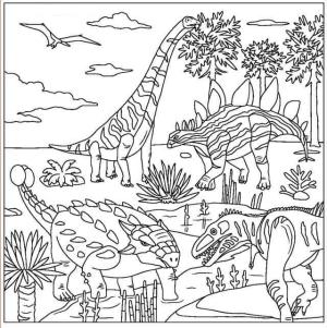 Dinazor boyama sayfası, coloring page, Dört Dinozor,