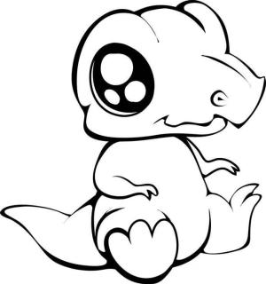 Dinazor boyama sayfası, coloring page, Bebek T-Rex Oturması,