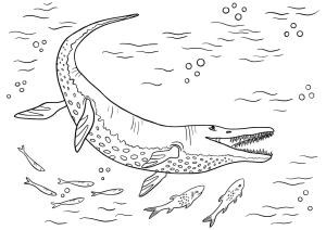 Dinazor boyama sayfası, coloring page, Balıklı Dinozor,