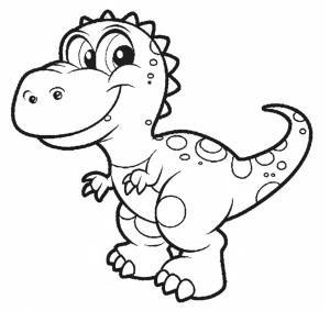 Dinazor boyama sayfası, coloring page, Karikatür Dinozor Gülümsüyor,