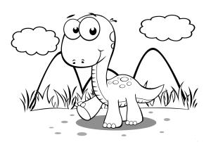 Dinazor boyama sayfası, coloring page, Bebek Uzun Boyunlu Dinozor Yürüyüşü,