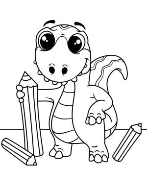 Dinazor boyama sayfası,  coloring page, Kalemli Bebek Dinozor, 