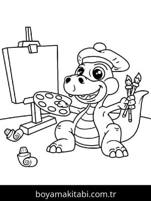 Dinazor boyama sayfası – çizgi film temalı, basit çizim