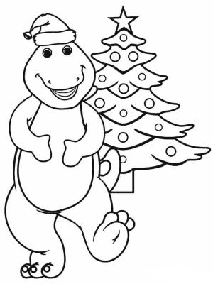 Dinazor boyama sayfası,  coloring page, Noel Ağacı Ile Karikatür Dinozor, 