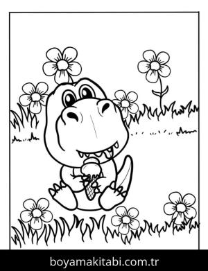 Dinazor boyama sayfası – eğlenceli etkinlik, el becerilerini geliştirir