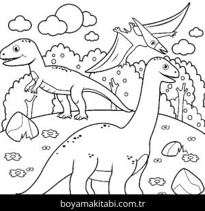 Dinazor boyama sayfası – kolay boyama, eğitici aktivite