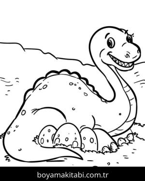 Dinazor boyama sayfası – el becerilerini geliştirir, boyama çalışması