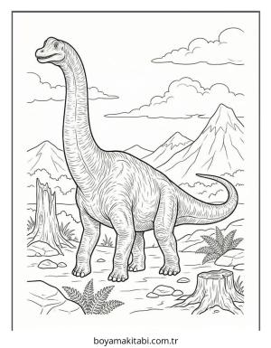 Dinazor boyama sayfası – basit çizim, kolay boyama