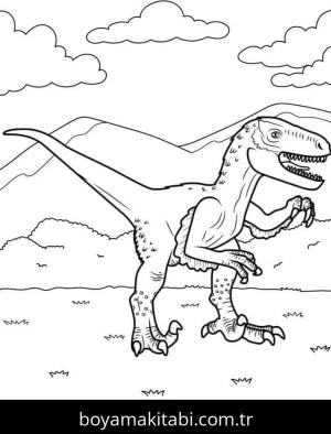 Dinazor boyama sayfası – el becerilerini geliştirir, boyama çalışması