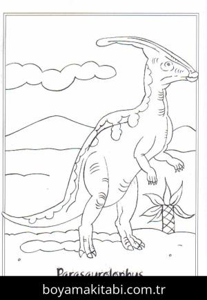 Dinazor boyama sayfası – PDF indir, sevimli karakter