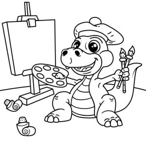 Dinazor boyama sayfası, coloring page, Dinozor Ressamı Resim,