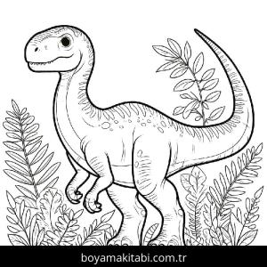 Dinazor boyama sayfası – çocuk aktivitesi, PDF indir