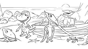 Dinozor Treni boyama sayfası,  coloring page, Dinozor Ailesi Gezgini, 