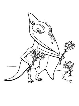 Dinozor Treni boyama sayfası,  coloring page, küçük ve çiçek, 