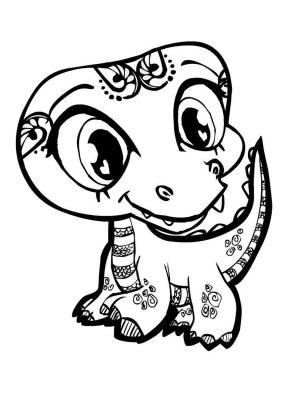 Dinozor boyama sayfası,  coloring page, İri Gözlü Sevimli Dinozor, 