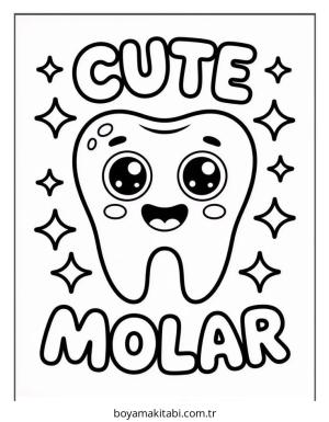 Diş boyama sayfası – boyama çalışması, yaratıcılığı geliştirir