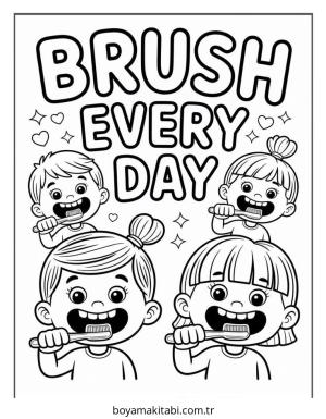 Diş boyama sayfası – eğlenceli etkinlik, el becerilerini geliştirir