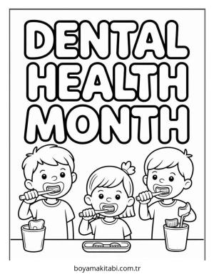 Diş boyama sayfası – boyama etkinliği, çocuk aktivitesi
