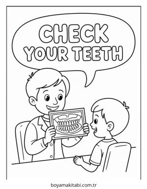 Diş boyama sayfası – renkli çizimler, okul öncesi