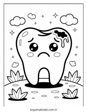 Diş boyama sayfası – kolay boyama, eğitici aktivite
