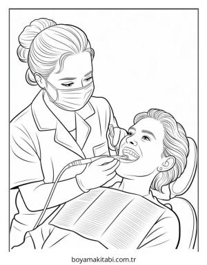 Diş boyama sayfası – el becerilerini geliştirir, boyama çalışması