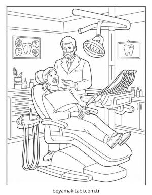Diş boyama sayfası – çizgi film temalı, basit çizim