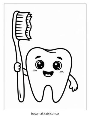 Diş boyama sayfası – çocuk aktivitesi, PDF indir