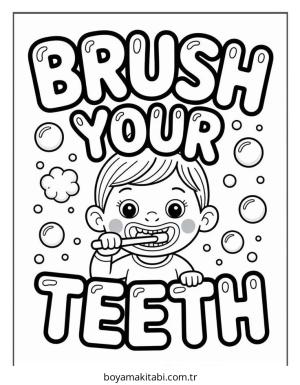 Diş boyama sayfası – basit çizim, kolay boyama