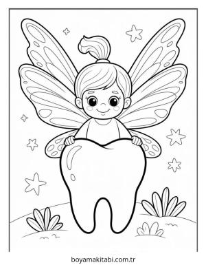 Diş boyama sayfası – çocuklar için, çizgi film temalı