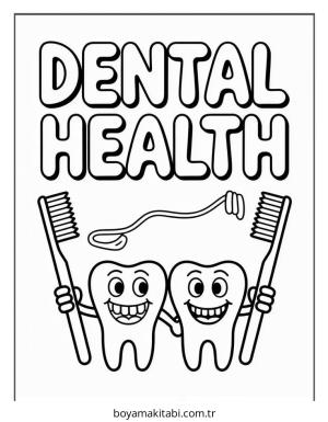 Diş boyama sayfası – kolay boyama, eğitici aktivite