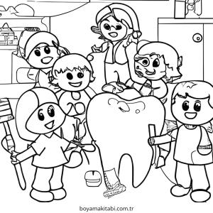 Diş boyama sayfası – el becerilerini geliştirir, boyama çalışması