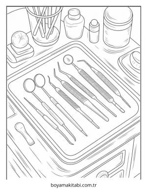Diş boyama sayfası – PDF indir, sevimli karakter