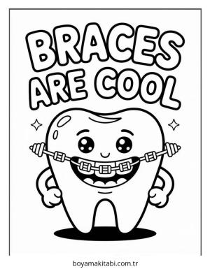 Diş boyama sayfası – PDF indir, sevimli karakter